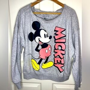 Disney Mickey Mouse Gray Sweatshirt Women’s Size Large, L, NWOT